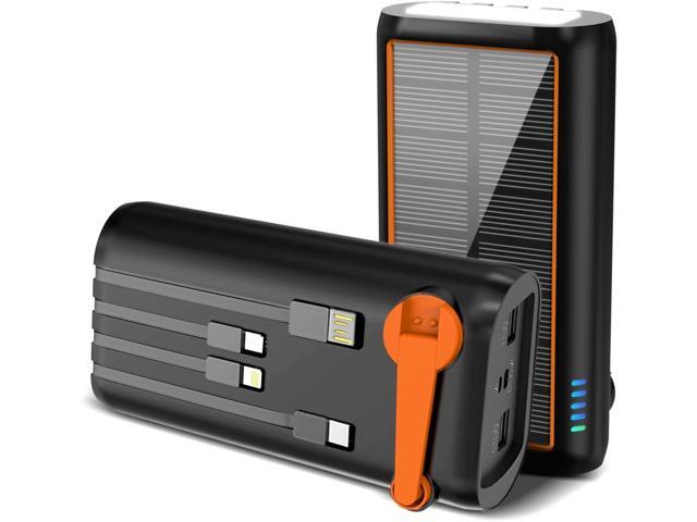 ReeZar Solar Charger Power Bank 61200mAh, Built in Hand Crank and 4 Cables PD 15W QC3.0 Fast Charging, Type C Input/Output, SOS LED Camping...