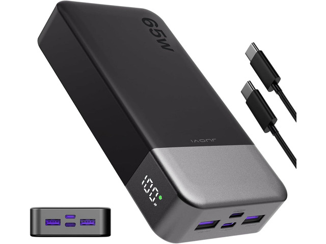 JUOVI Portable Charger 65W Power Bank 20000mAh Compact USB C Laptop Power Bank Fast Charging Battery Pack for Laptop MacBook Dell XPS iPad Tablet...