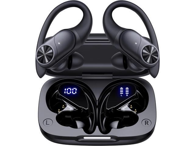 PocBuds Bluetooth Headphones Wireless Earbuds 80hrs Playtime Wireless Charging Case Digital Display Sports Ear Buds with Earhook Deep Bass IPX7...