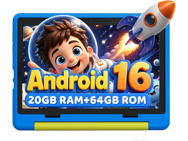 Urao Kids Tablet, Android 16 Tablet for Kids 10 inch with Case, 20GB RAM 64GB ROM 1TB TF Card Expandable for Toddler Children, Parental Control,...