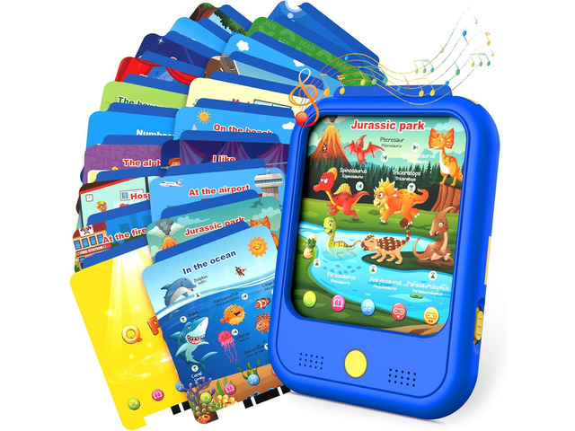 Qiaojoy Kids Learning Tablet Educational Learning Pad for Toddlers 2-5 to Learn Alphabets, Numbers, Foods, Time, Music, Talking Cards for...