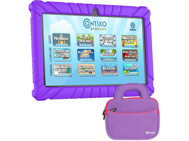 Contixo 7 inch Kids Tablet - V8 Tablet for Kids and Sleeve Bag Bundle, Age 3-7, Learning Tablet for Children with Teacher's Approved Apps, 32GB,...