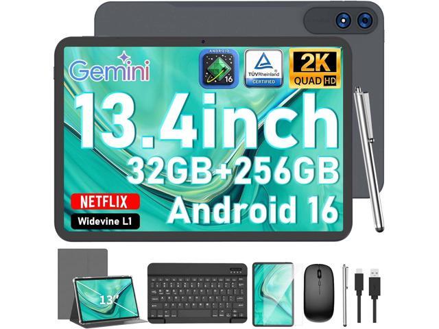 13 Inch Tablet with Keyboard, Android 16 Tablet, 32GB+256GB+2TB Expand, 1920x1200 IPS Display, Gemini AI, 10000mAh, 8-Core, Wi-Fi, GPS, Large...