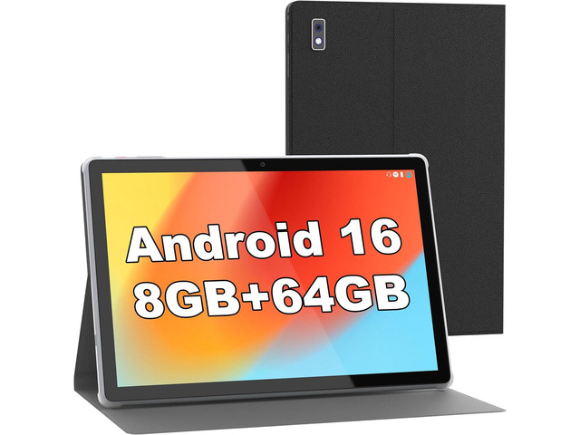 BYYBUO Android 16 Tablet,10.1 inch Tablet with Case,8GB RAM 64GB ROM Quad-Core Processor 5000mAh Battery, 1280x800 IPS FHD Touchscreen 5MP+8MP...
