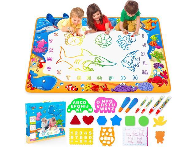 Water Doodle Mat - Kids Painting Writing Color Doodle Drawing Mat Toy Bring Magic Pens Educational Toys for Age 3 4 5 6 7 Year Old Girls Boys Age...