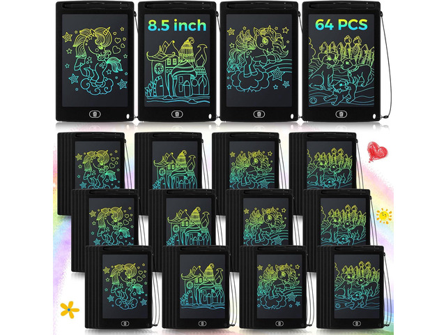 Zhehao 64 Pieces LCD Writing Tablet Doodle Board for Kids Bulk, 8.5 Inch Reusable Erasable Drawing Pad Learning Educational Toy Birthday Party...