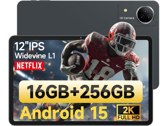 Upgraded Tablet 12 inch Android 15 Tablet with 256GB ROM, Helio G99 Octa-Core Processor Android Tableta for Gaming, Large 2K FHD DisplayTablets,...