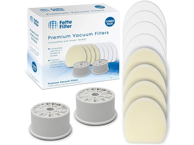 Fette Filter - Vacuum Filter Set Contains 2 HEPA + 4 Foam Filter Sets Compatible with Shark NV400 NV401 NV402. Compare to Part # XFF400 & XHF400....