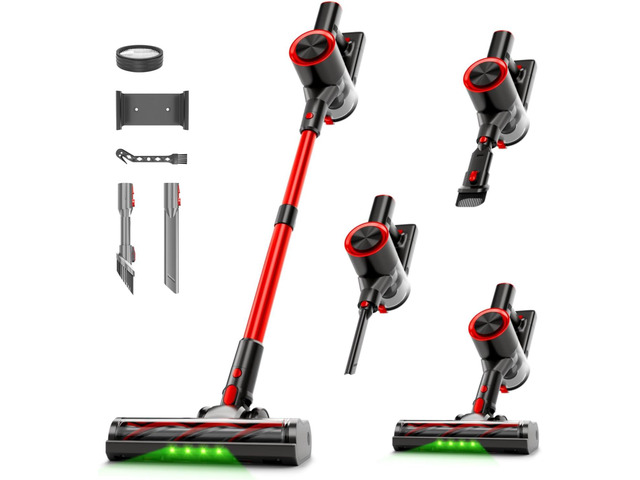 Cordless Stick Vacuum Cleaner, 40Kpa Powerful Vacuum with LED Headlights
