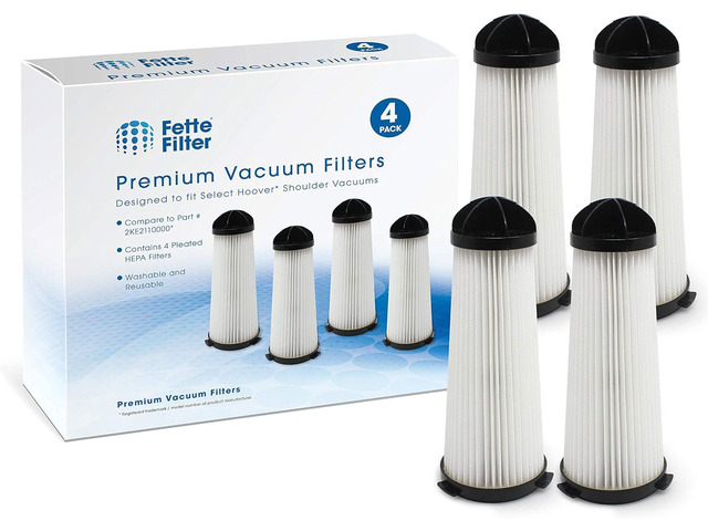 Fette Filter - Vacuum Filter Compatible with Hoover Shoulder Vacuums. Compare to Part # 2KE2110000 (4-Pack)