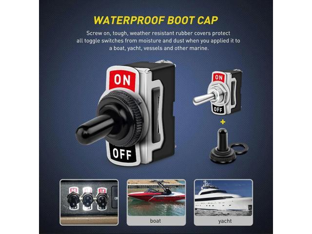 Car Boat Rocker Toggle Switch 2Pin l Boot SPST Rocker Switch Waterproof Boot Cap Cover SPST ON/Off Switch for Car RV Marine