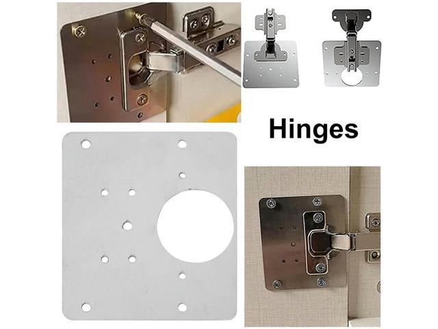 Stainless Steel Hinge Fixing Plate with Mounting Screw Kitchen Cupboard Door Hinge Repair Kit for Wood Furniture Shelves Cabinet