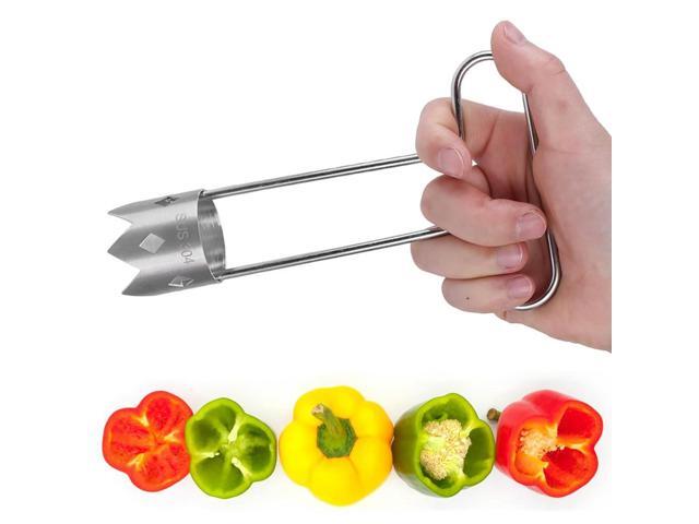 Red Bell Pepper Corer 304 Stainless Steel Fruit and Vegetable Corer Tool Pepper Deseeder for Vegetables Fruit Kitchen Utensils