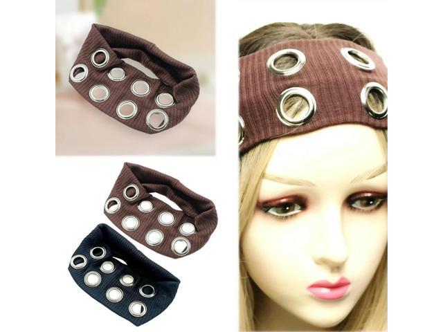 Fabric l Eyelets Headgear Fashion Breathable Wide Stretchy Headband Non Slip Rock Sports Headband Hair Accessory