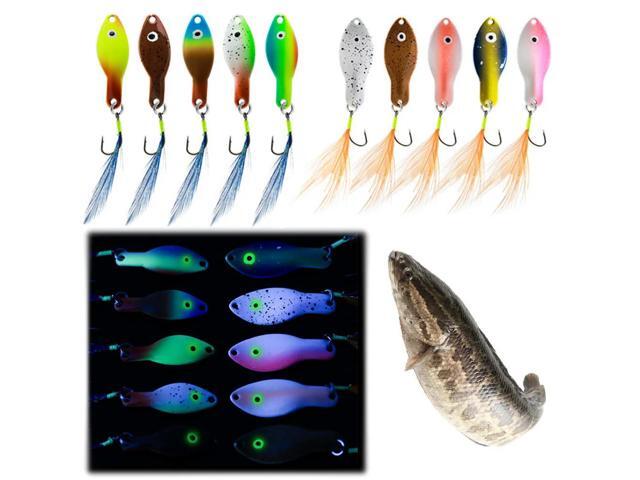 10Pcs l Blade Fishing Lures 360 Degree Rotating Sequins Lures Feather Tail Spinner Spoon Hard Bait for Saltwater Freshwater