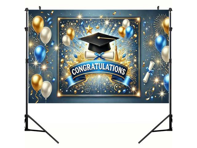 Congrats Grad Photography Background Cloth Wear Resist Colorful Photo Banner Bachelor Hat Photo Backdrop for Party Props