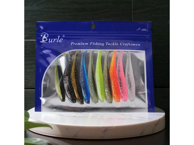 10Pcs 9cm Fishing Lures Plastic T Tail Worm Soft Bait Paddle Tail Swim Baits for Freshwater and Saltwater