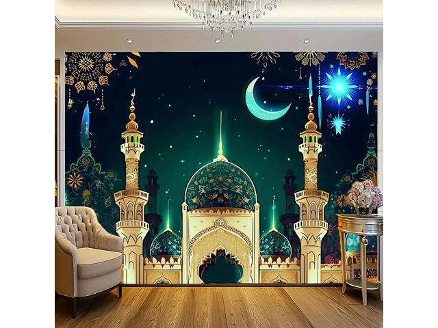 Ramadan Mubarak Hanging Sign Eid Mubarak Photo Background Banner 70x90 Inch Event Decor for Eid Al-Fitr Festivities