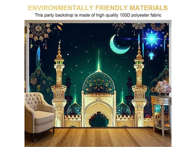 Ramadan Mubarak Hanging Sign Eid Mubarak Photo Background Banner 70x90 Inch Event Decor for Eid Al-Fitr Festivities