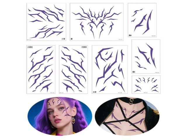 8 Sheets Anime Cosplay Tattoos Stickers Prop Fake Body Arm Chest Tattoos Halloween Cosplay Accessories