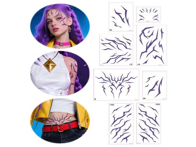 8 Sheets Anime Cosplay Tattoos Stickers Prop Fake Body Arm Chest Tattoos Halloween Cosplay Accessories