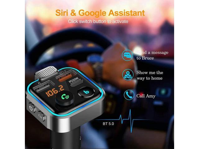 Fast USB FM Modulator Bluetooth-Compatible 5.0 PD 20W QC3.0 USB Car Fast Charger Hands-Free MP3 Player Radio Car FM Transmitter