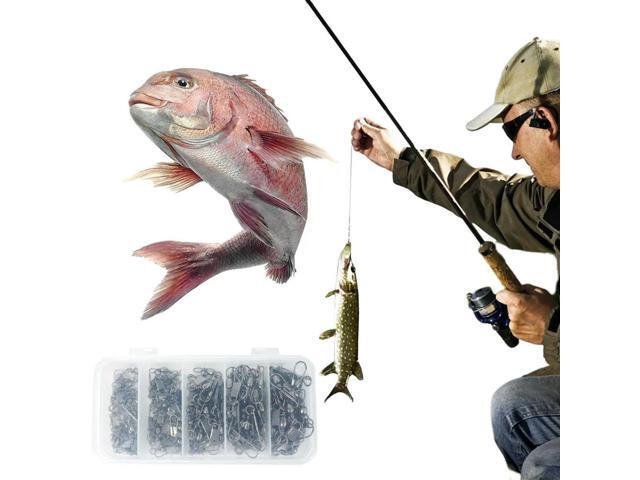 200 PCS Stainless Steel Fishing Snap Swivel High Strength Fishing Swivels Snaps Barrel Swivel for Freshwater Fishing