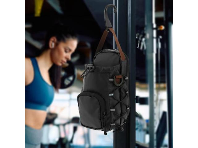 Magnetic Gym Sling Bag with Water Bottle Holder Gym Chest Pouch Gym Bottle Carrier Bag for Gym Sports Travel Carry-on Items