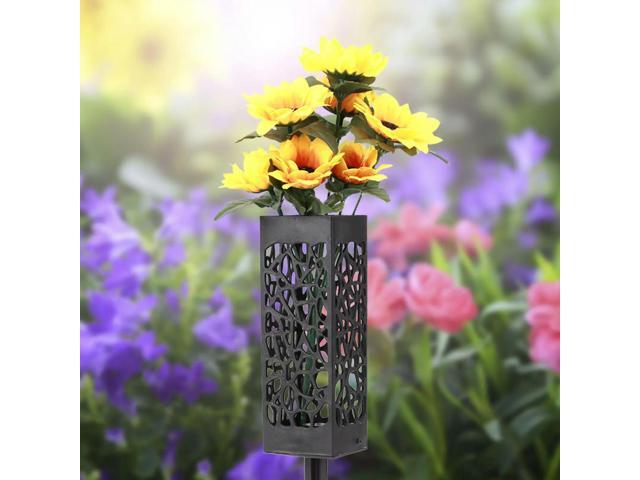 Grave Vase Plastic Stake In Ground Cemetery Grave Fluted Flower Vases Holder with Drainage Hole for Gravestone