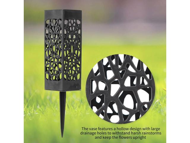 Grave Vase Plastic Stake In Ground Cemetery Grave Fluted Flower Vases Holder with Drainage Hole for Gravestone