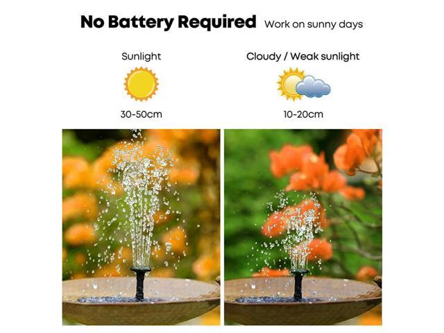 Outdoor Bird Bath Solar Powered Fountain Floating Water Pump Kits with 6 Spray Heads Pool Pond Aquarium Adornment