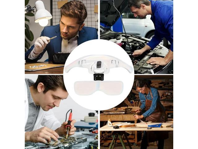 LED Head Magnifier Powered Hands Free Headband Magnifying Glasses Lighted Magnifying Glasses Head Mount Magnifying Glass