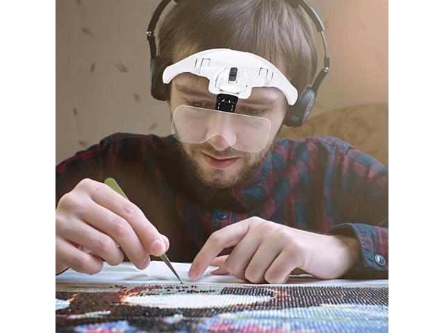 LED Head Magnifier Powered Hands Free Headband Magnifying Glasses Lighted Magnifying Glasses Head Mount Magnifying Glass