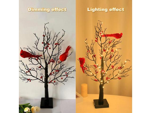 Christmas Cardinal Tree with Lights Light Up Holiday Atmosphere Decor Easy Assembly for Yard Pathway Garden Xmas Party Decoratio