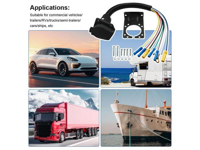 7 Pin Trailer Connector Rust Proof 7-Pin RV Socket Cable 7 Way Female End Trailer Socket for Trailers Campers Outdoor Activities
