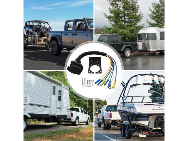 7 Pin Trailer Connector Rust Proof 7-Pin RV Socket Cable 7 Way Female End Trailer Socket for Trailers Campers Outdoor Activities
