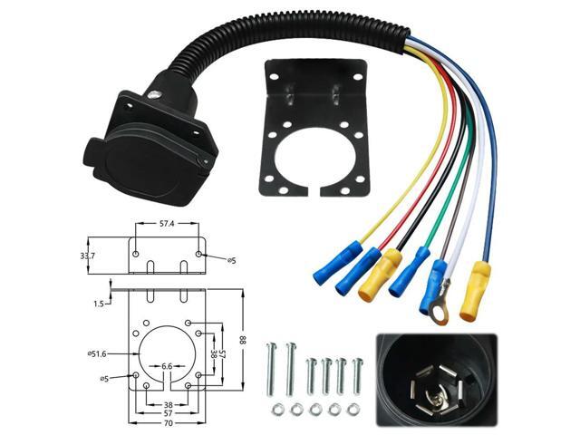 7 Pin Trailer Connector with Bracket 7-Pin RV Socket Cable Multi-Function Trailer Extension Harness Plug Car Accessories