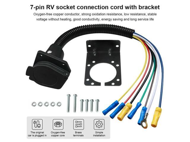7 Pin Trailer Connector with Bracket 7-Pin RV Socket Cable Multi-Function Trailer Extension Harness Plug Car Accessories