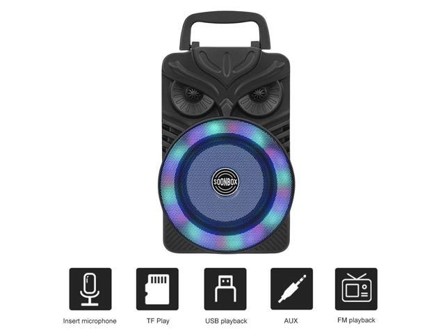 HiFi Stereo Subwoofer Bluetooth-Compatible FM Radio Aux Karaoke Handheld Sound Subwoofer RGB Light Portable Wireless Loudspeaker