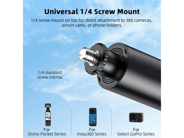 Carbon Fiber Selfie Stick 1/4 Inch Screw Adjustable Extension Pole Invisible Selfie Stick for Panoramic Camera Action Camera