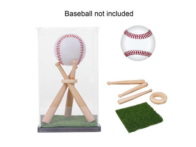 Baseball Display Case with Wood Stand Ball Showcase Clear Acrylic Collectibles Box Gift for Baseball Lover