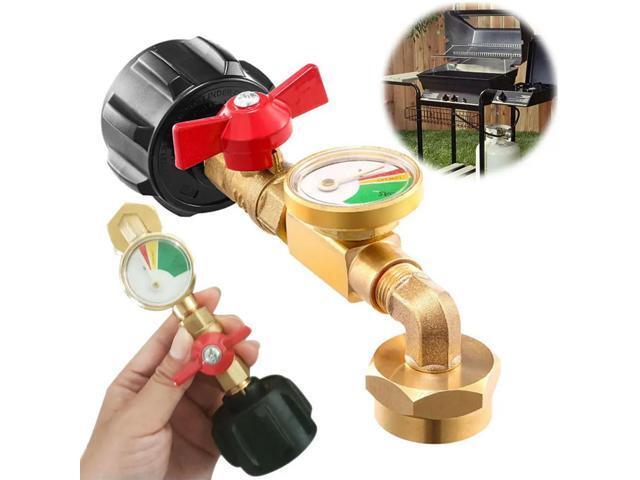 QCC1 Propane Refill Elbow Adapter with Valve and Gauge Propane Refill Pressure Adapter for Camping Grill 1LB Bottle Refilled