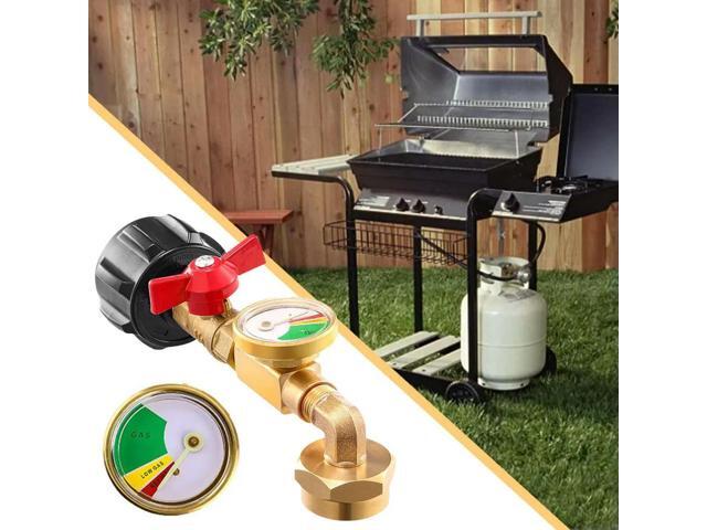 QCC1 Propane Refill Elbow Adapter with Valve and Gauge Propane Refill Pressure Adapter for Camping Grill 1LB Bottle Refilled