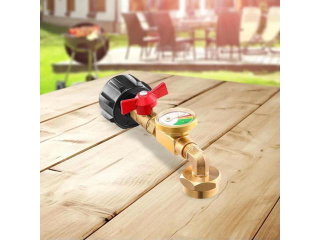 QCC1 Propane Refill Elbow Adapter with Valve and Gauge Propane Refill Pressure Adapter for Camping Grill 1LB Bottle Refilled