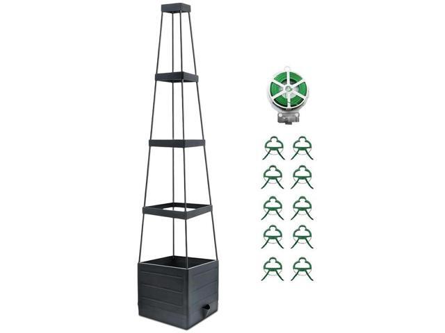 Raised Garden Bed Planter Box with Trellis Tomatoes Planter Box Self-Watering Planter Box for Indoor Outdoor