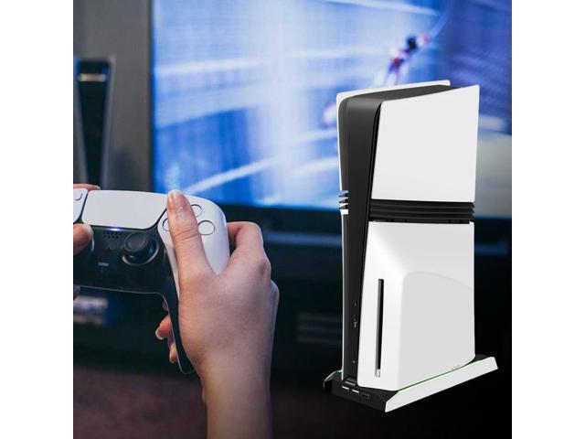 For PS 5 Slim/PS 5 Pro RGB Vertical Cooling Stand 8 Light Mode Game Console Bracket with 3 USB 2.0 Ports & 3-Speed Fan