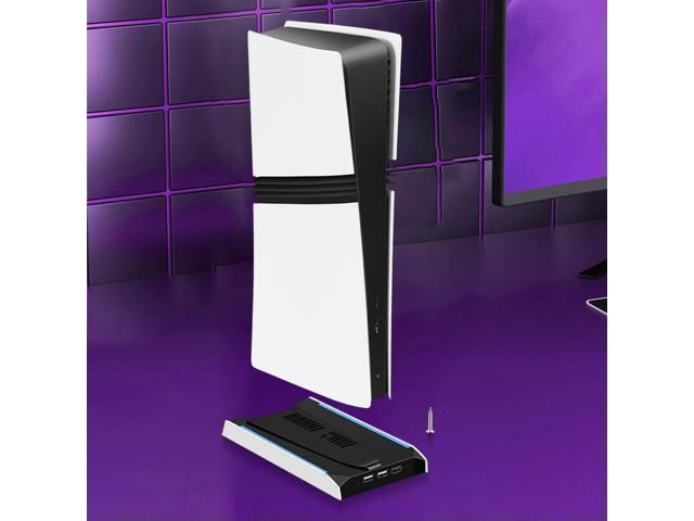 For PS 5 Slim/PS 5 Pro RGB Vertical Cooling Stand 8 Light Mode Game Console Bracket with 3 USB 2.0 Ports & 3-Speed Fan