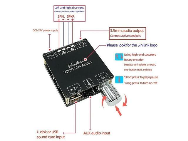 2*50W ForBluetooth5.0 Power Amplifier Class D Audio 10W~200WHiFi Stereo Wireless Music Player MiniUSB Sound Card App Digital AMP