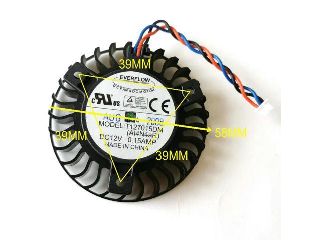 T127015DM 12V 0.15A 3Pin 58mm 39x39x39mm Fan For 9600GT Graphics Card Cooler Cooling Fan HZDO