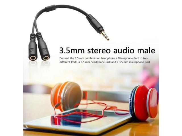 3.5mm Mic Headset Splitter Adapter Cable 1 TRRS to 2 TRS Audio Converter Cord Mobile Phone Accessaries Supplies